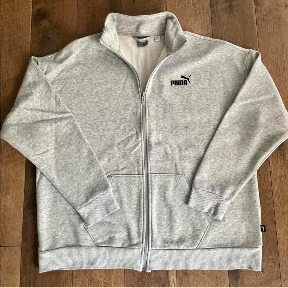 BUNDLE DEAL! Puma Light Gray Ribbed Hoodie Set (Top L & Bottom XL)